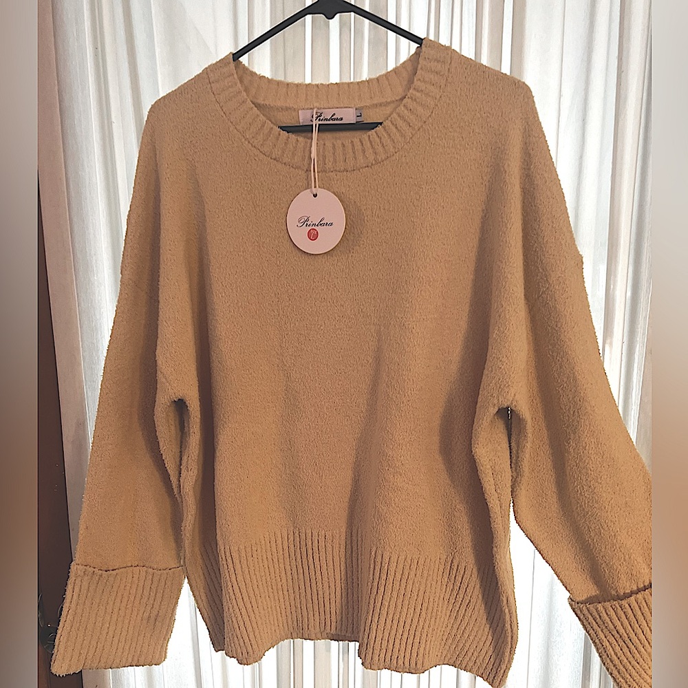 NWT/ PRINBARA LADIES SWEATER, SOFT YELLOW, SIZE L